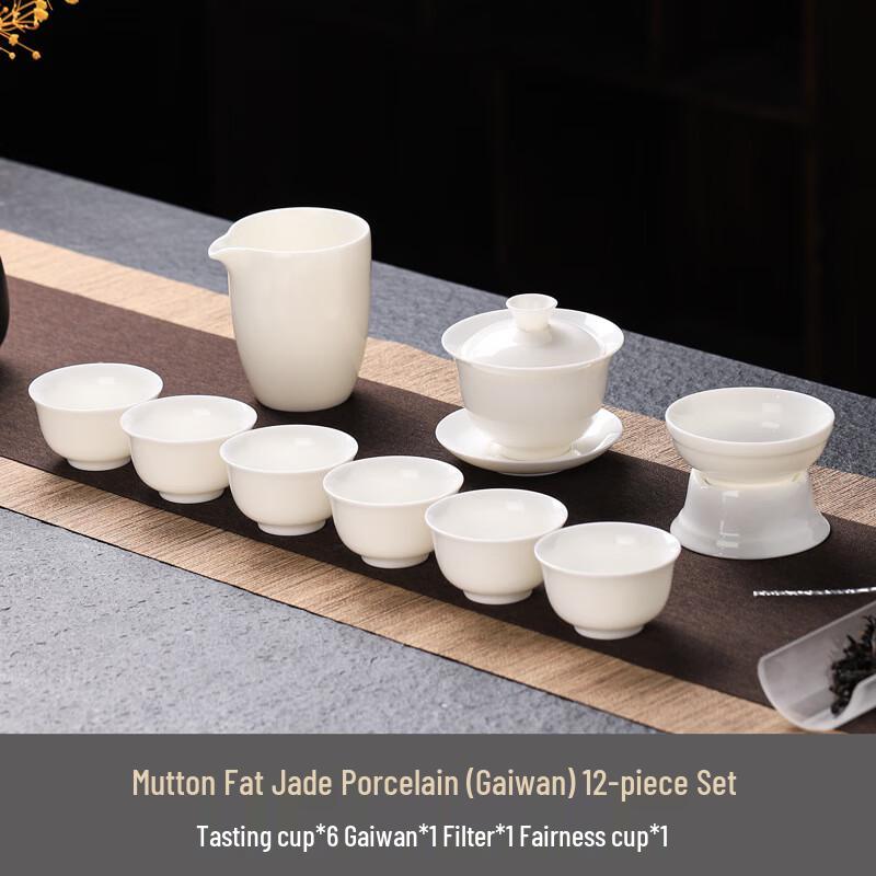 LISM Xishi Pot Mutton Fat Jade Ceramic Tea Set
