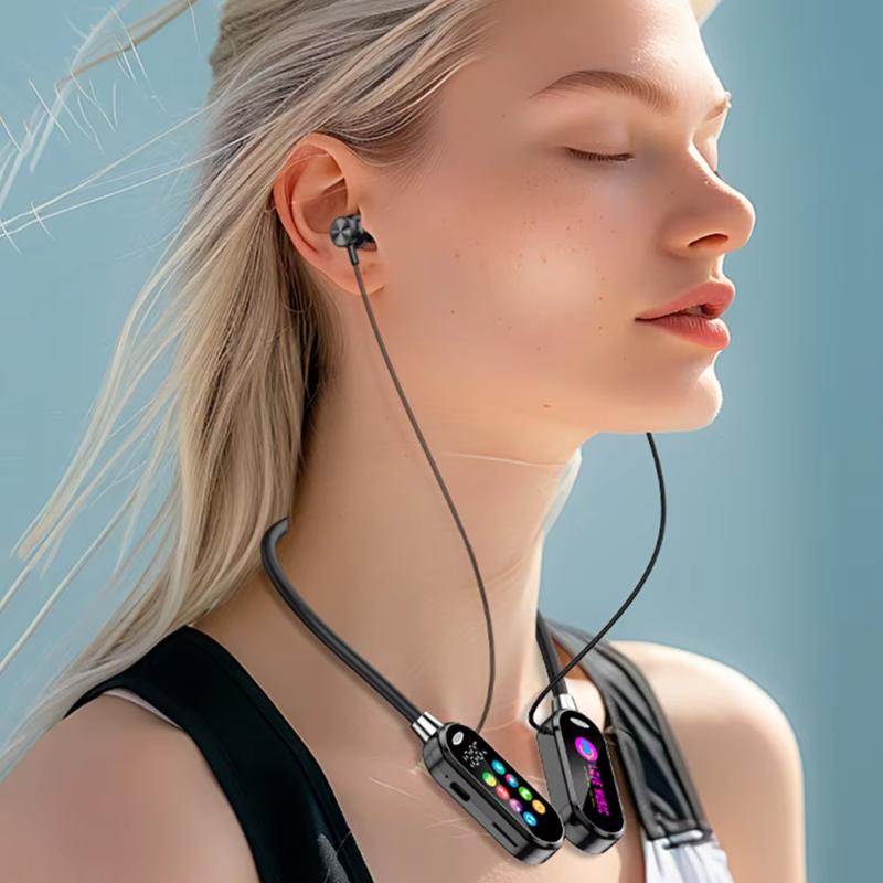 1 Stück Bluetooth-Kopfhörer Clip-On-Kopfhörer Farbdisplay Kabellose Headsets Hifi-Stereo-Geräuschunterdrückung Ohrstöpsel für Live