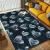 Heart Love Crystal Velvet Chair Mat Area Rug - Non-Slip, Floor Mat, Office Desk Chair Rugs, Bedroom Decor.Christmas Gift-1106144