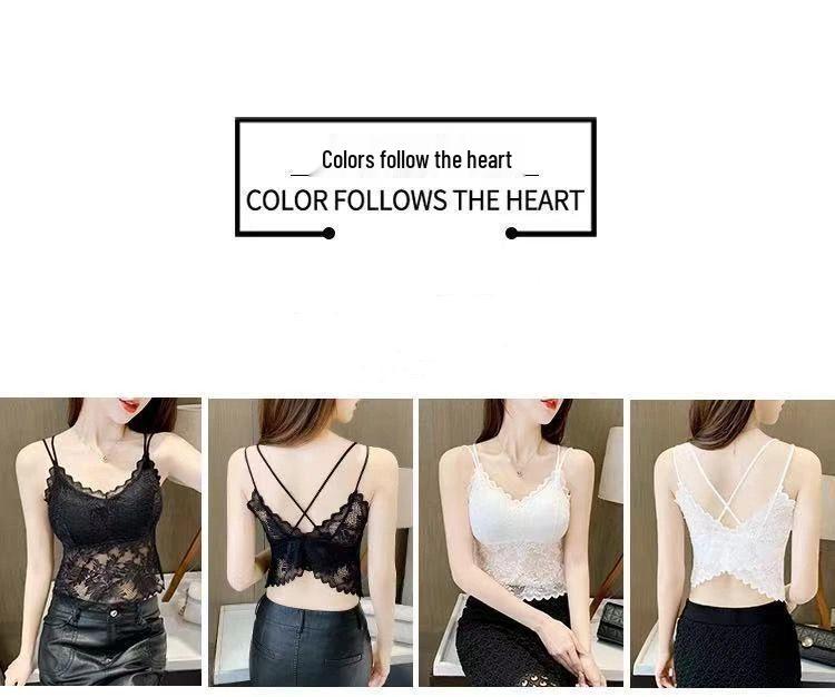 Soutien-gorge Camisole Push-Up Dentelle Papillon - Haut Bandeau Sans Dos Élégant pour Femmes