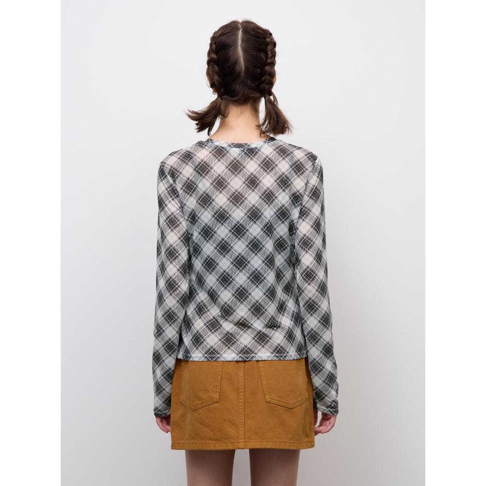 Gu By Uniqlo Sheer Check T  Long Sleeve  Pf