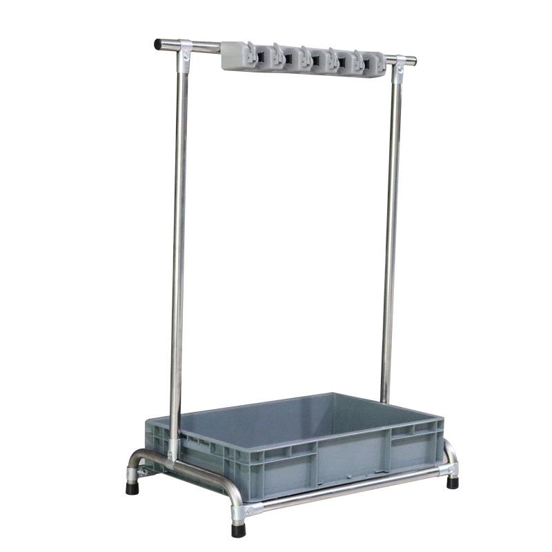Movable Stainless Steel Mop & Broom Hanger - Floor-Standing Punch-Free Storage Rack for Balcony & Bathroom