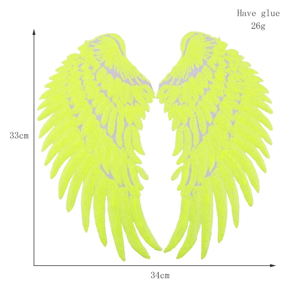 1 para duża naszywka ze skrzydełkami cekinowymi naszywki z cekinowymi skrzydłami anioła naszywki do naszywania na ubrania naszywka z piórkiem na T-shirt sukienkę bluzy