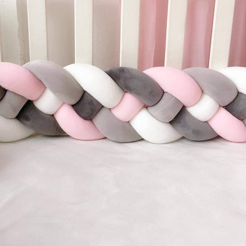 Four-Strand Danish Braided Cushion: Knotted Cable Knit for Children's Room Anti-Collision Bed Rail
