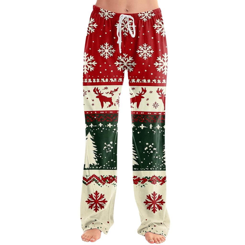 Women's Christmas Print Pants Casual Pants No Pockets