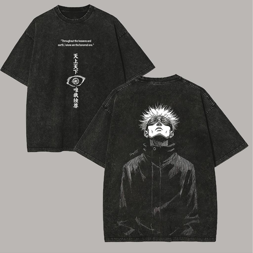 

Jujutsu Kaisen Manga Gojo Satoru Graphic Tshirt Vintage Washed T Shirt Men Women Clothing Oversized Cotton Short Sleeve Tees S