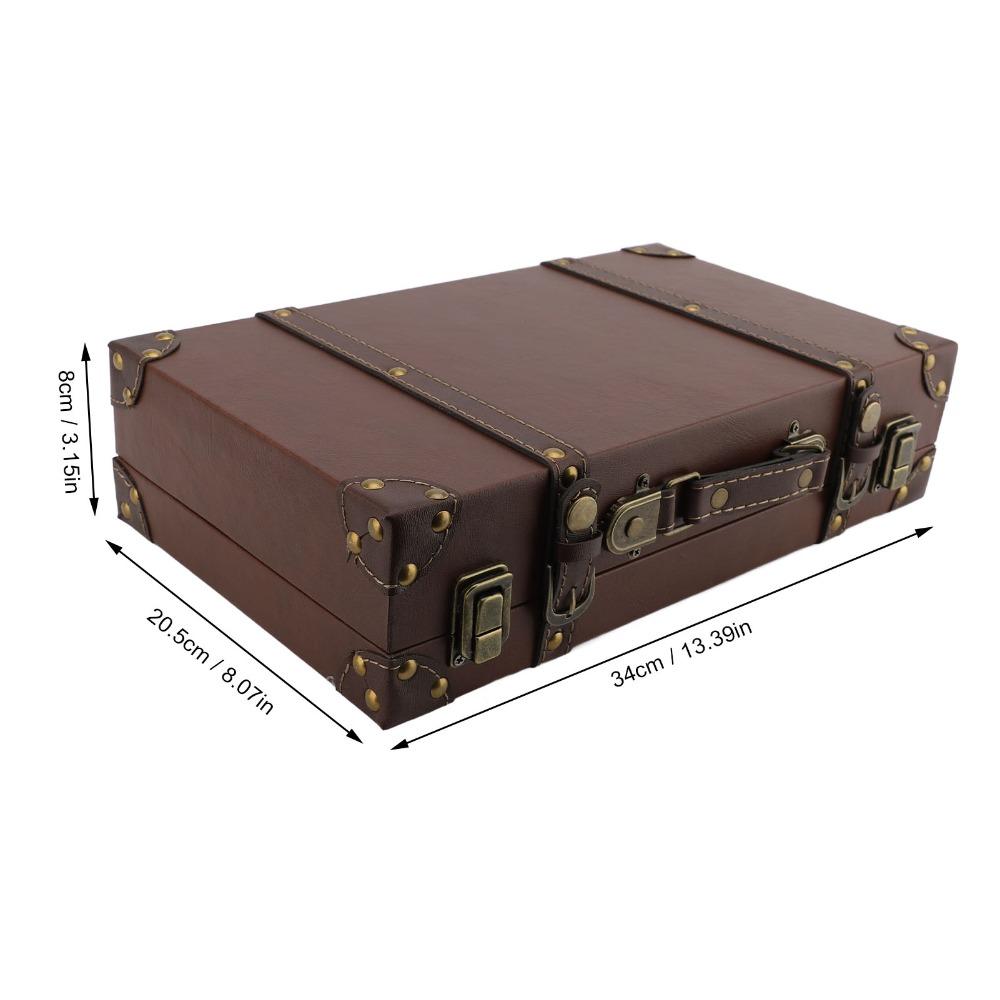 Wood Vintage Suitcase Brown Wooden Storage Box Multi-purpose Organizer  Home Organization