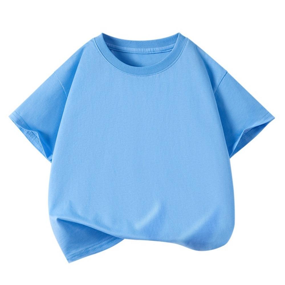 Girls Boys Short Sleeve T Shirts Kids  Summer Oversized Tops Children Teens Solid Casual Crewneck Basic Tees 3-14Y
