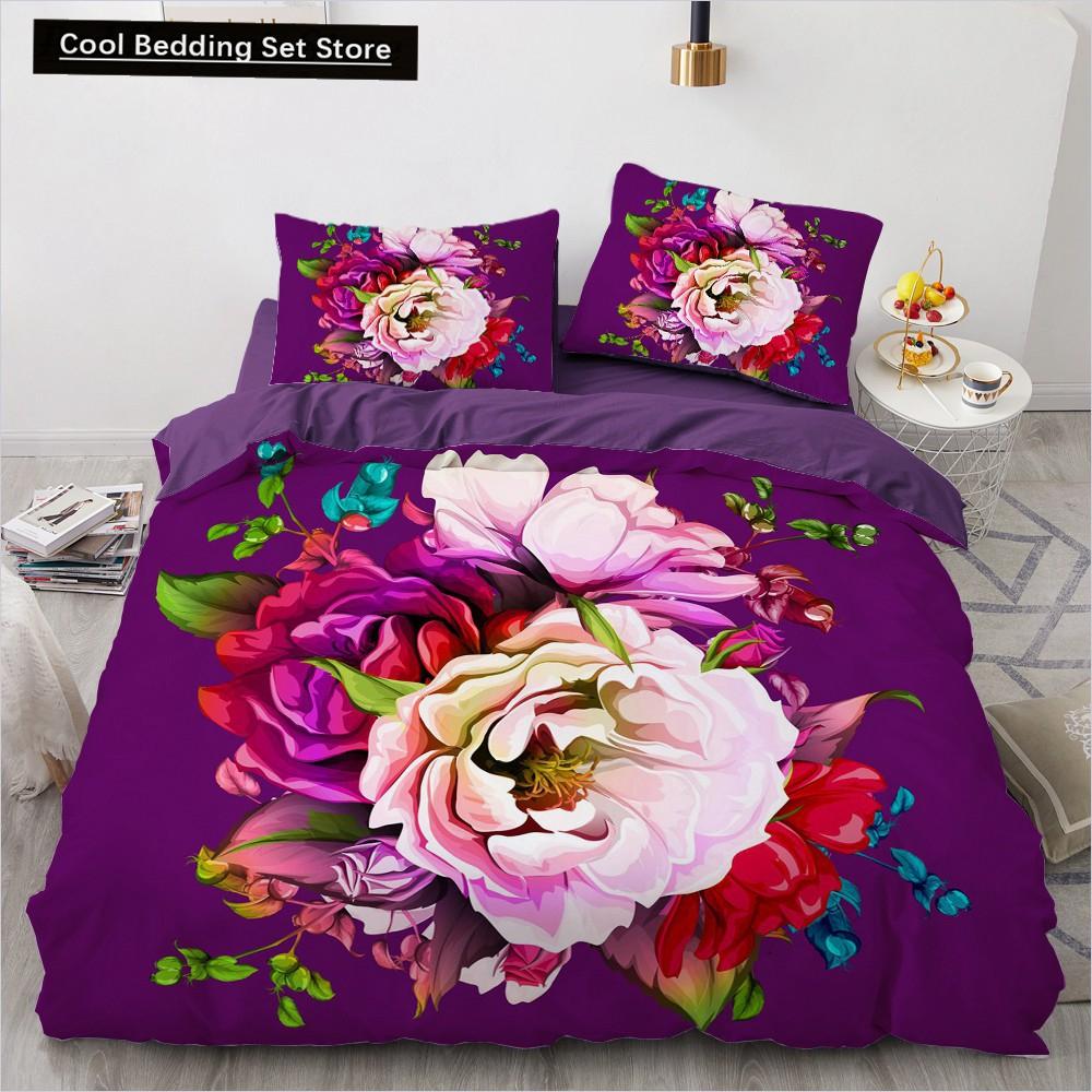 

Цветочный пододеяльник с изображением птиц и короля, королевы, красочный комплект постельного белья с тропическими цветами для женщин, акварельное растение, 2/3 предмета, полиэстеровое одеяло US King(264x228cm)