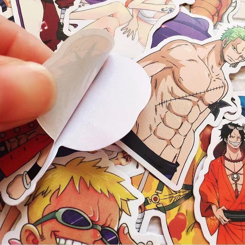 One Piece Sticker Pirate King Anime Character Waterproof One Piece Decals for Water Birthday Cute Cartoon Reward Stickers Set, Stickers, Guitar,