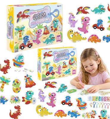 Diamond Embroidery for Children To Play With, Collage Set of Dinosaurs