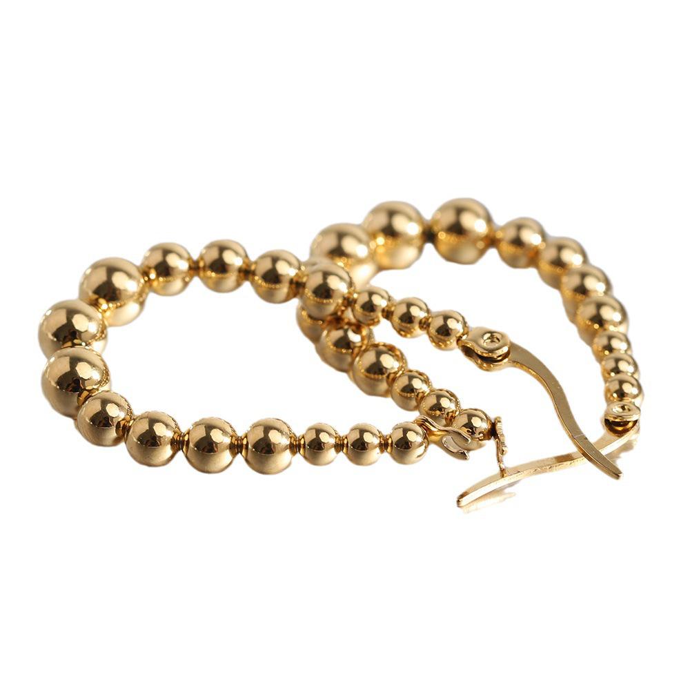 23MM Stainless Steel U-Shaped Steel Ball Earrings - 18K Gold Women's Fashionable Versatile Ear Ornaments