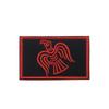 Nordic Viking Emblem Patch: Odin Knight Raven, Black/Red Rune Star.