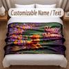 Floral Garden Theme Soft Blanket Personalized Custom Name Text Print Warm Blanket Home Sofa Bedroom Decor