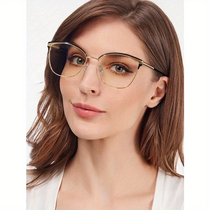 Ochelari de damă retro ochi de pisică cu strasuri încrustate, cu ramă metalică, la modă, pentru citit zilnic și navetă, accesorii de ochelari pentru femei