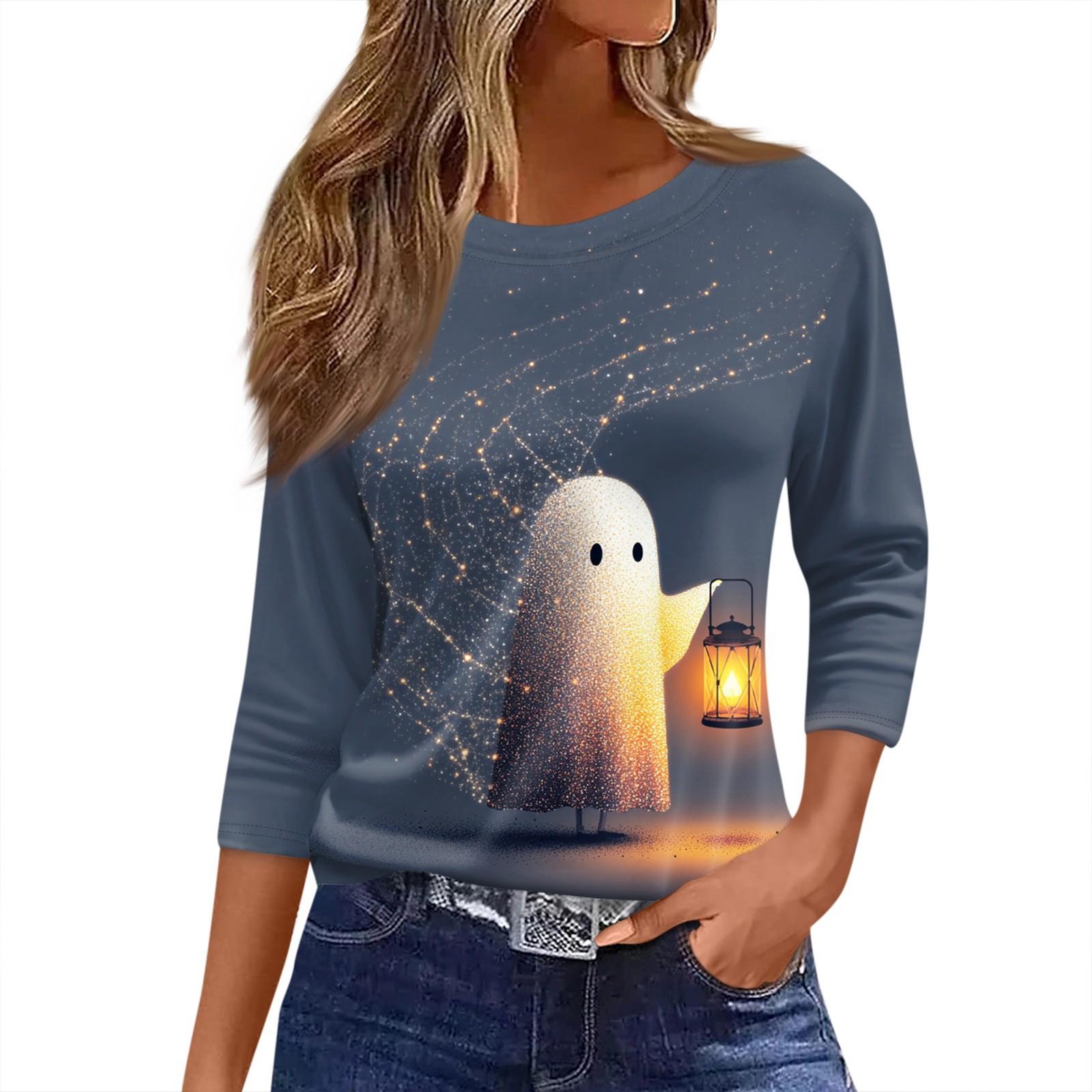 

Women s O-neck 3/4 Sleeve Printed Top S