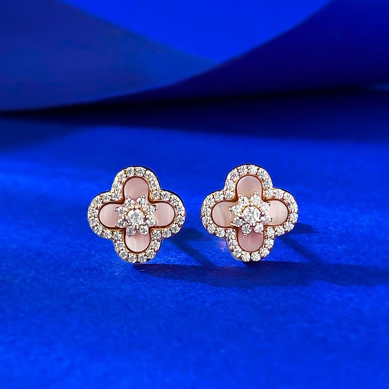 Jewelry Pure Light Luxury Four-Leaf Clover Earrings Daily Temperament