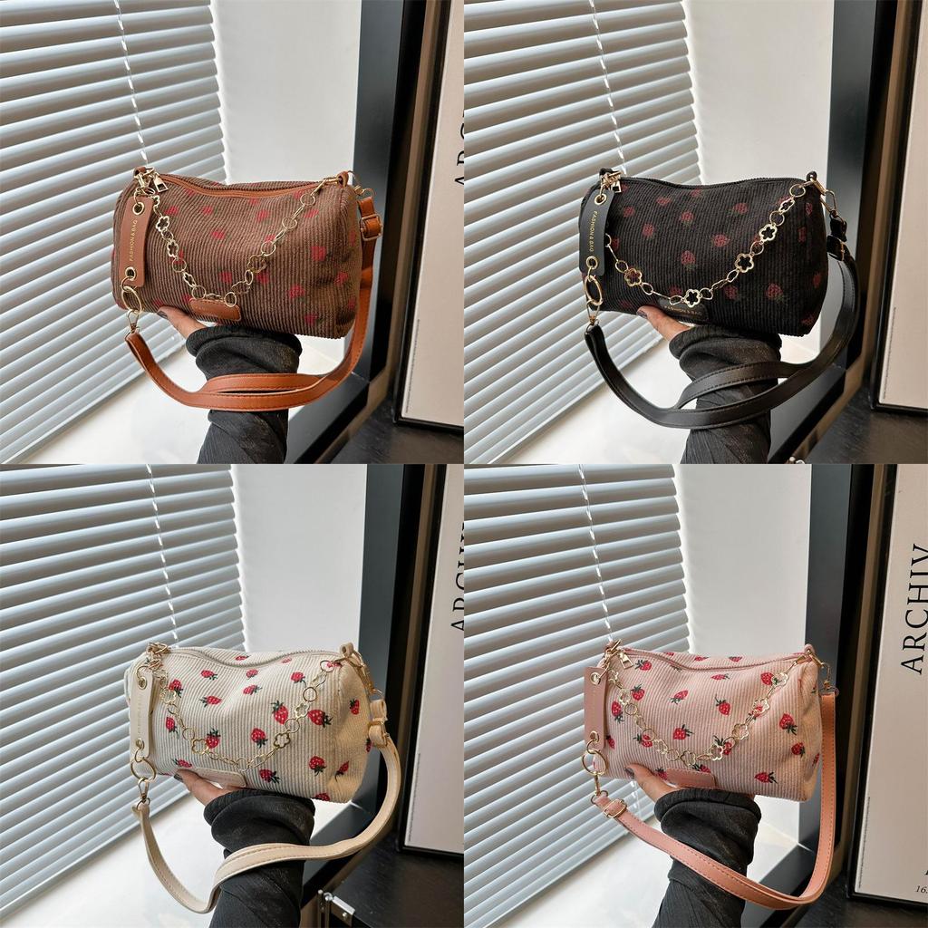 Korean Style Girls Shoulder Bag In Canvas With Zipper Closure For Streetwear