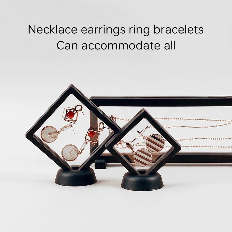 Jewelry Ring Earring Display Stand Box PE Film Pendant Holder Coin Badge Medal Storage Loose Diamond Gem Stone Presentation Case