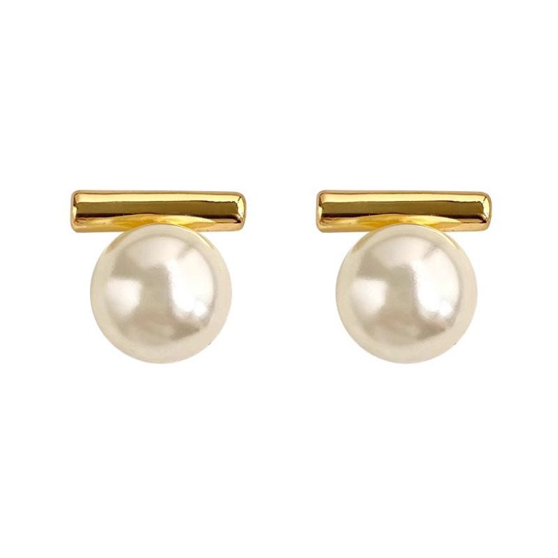 Brincos Simples de Pérola de Uma Palavra Femininos Modernos Cem Temperamento Vento Frio Brincos Empilhados Modernos e Versáteis