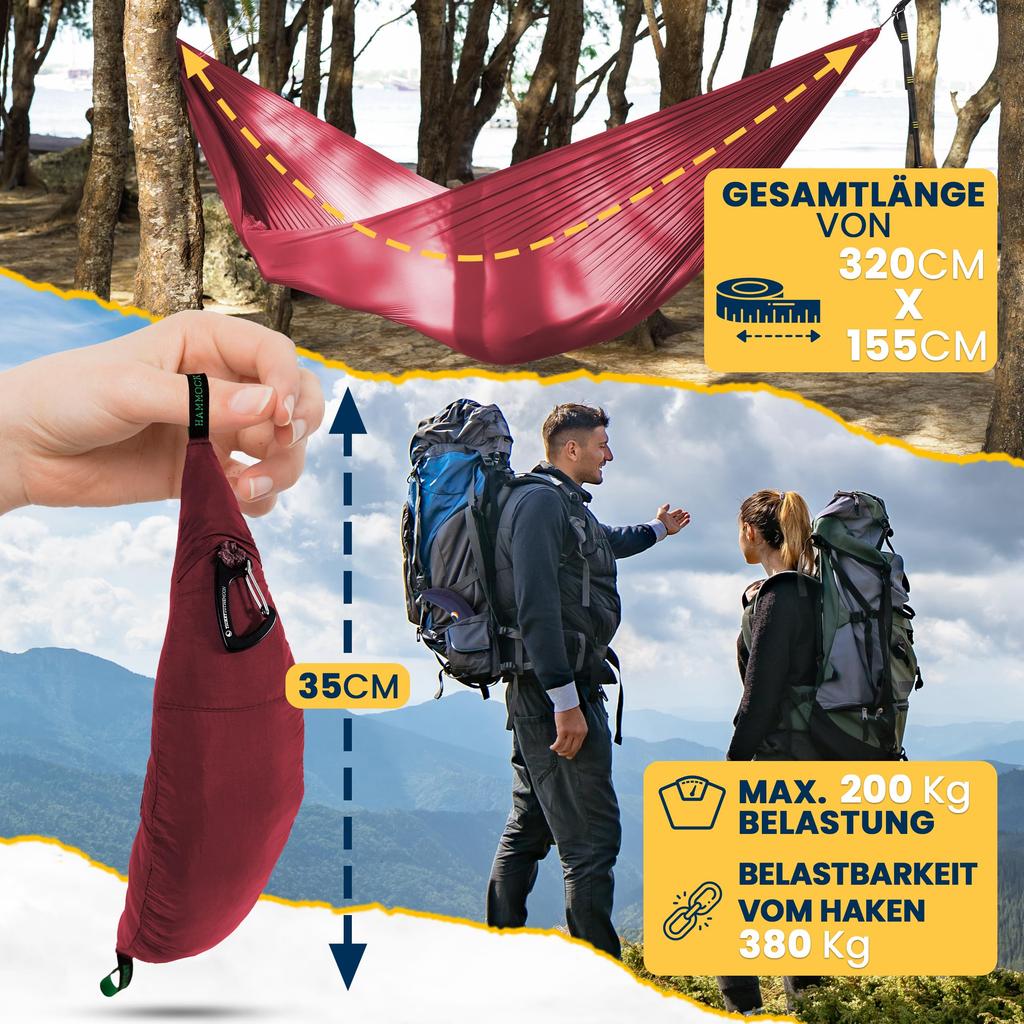 Ticket To The Moon Outdoor Camping Hammock Compact Hammock Burgundy Japanese 41009 [Official Product]