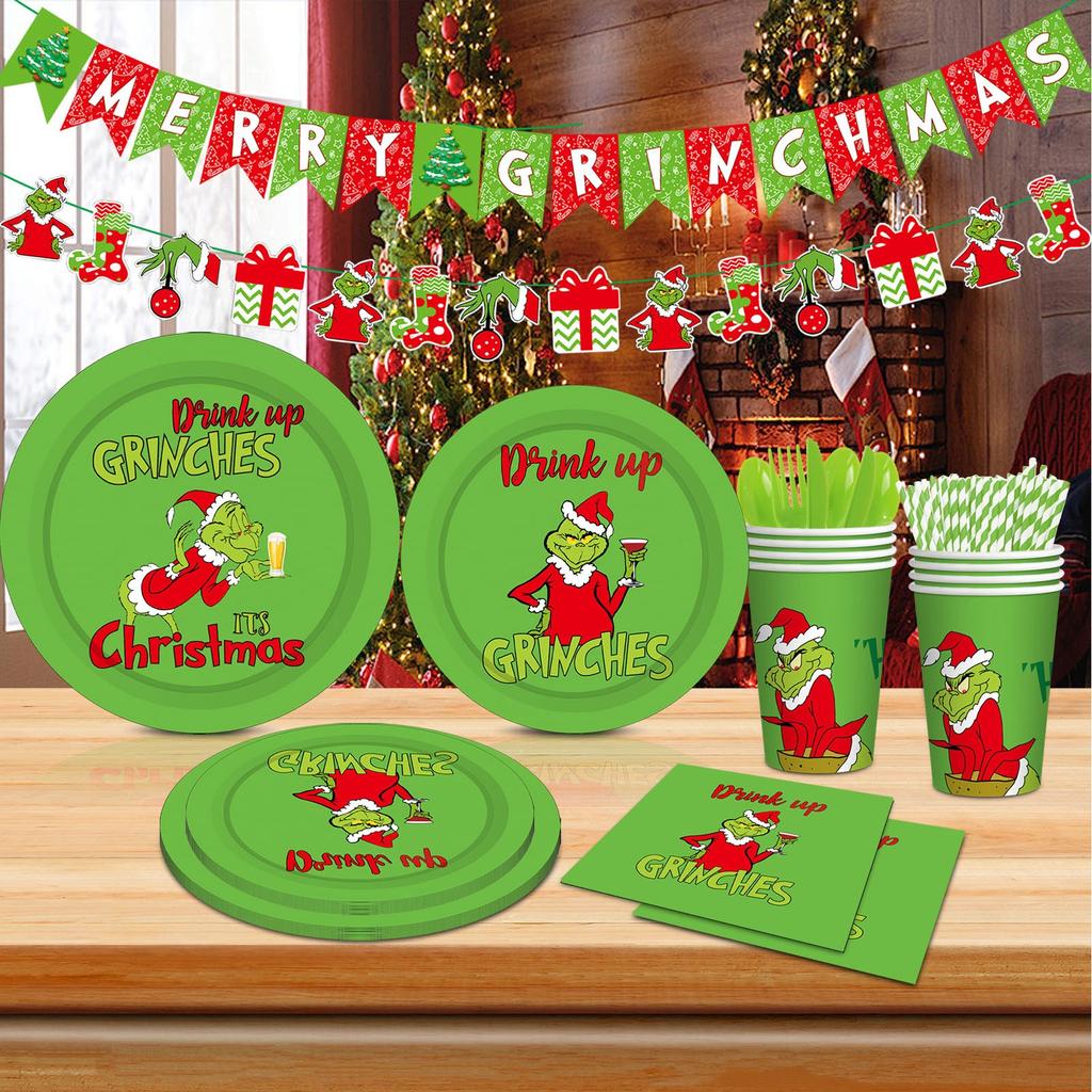 Christmas Decorations  Party Cutlery Set Includes 7-inch Plate *10, 9-inch Plate *10, Paper Towels *20, Knife *10, Fork *10, Spoon *10,