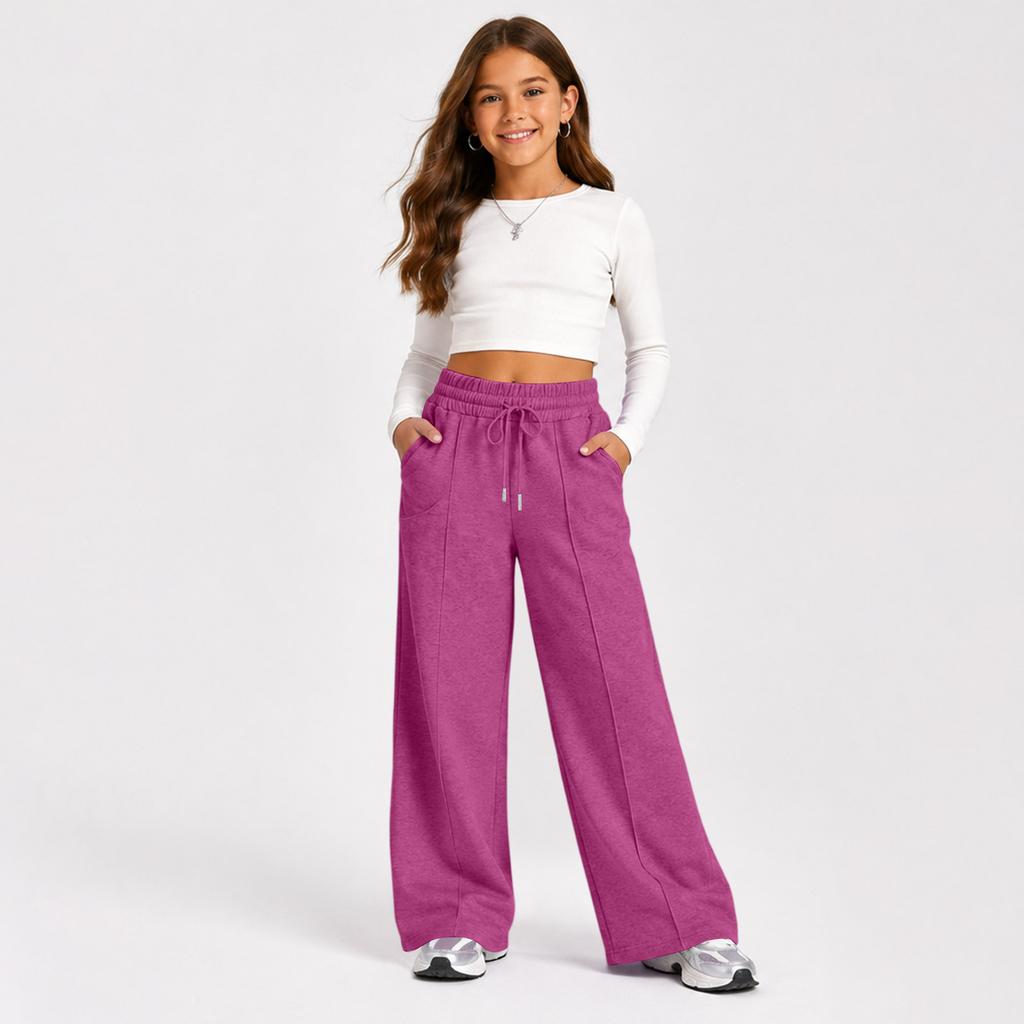 Kids High Waist Wide Leg Yoga Pants Color Athletic Sweatpants for Boys and Girls