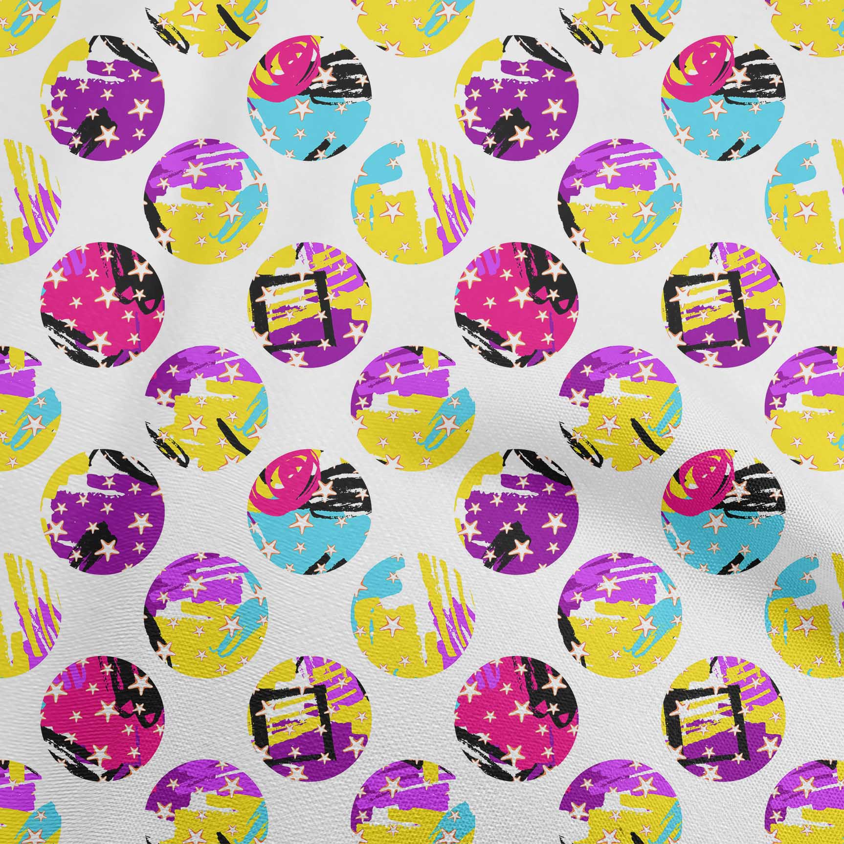 

OneOone Cotton Flex Blue Fabric Abstract Galaxy Circle Quilting Material Print Швейна тканина у дворі 40 дюймів 42 Inch Wide - Viscose Chiffon жовтий