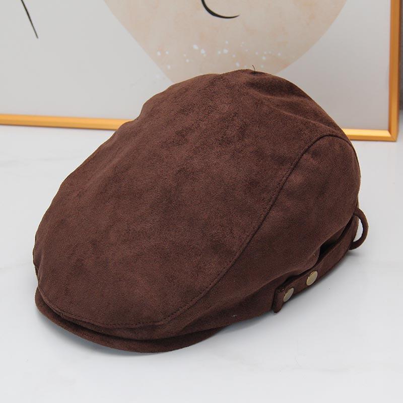 Simple button forward hat women's autumn and winter suede cap showing face small versatile beret painter hat