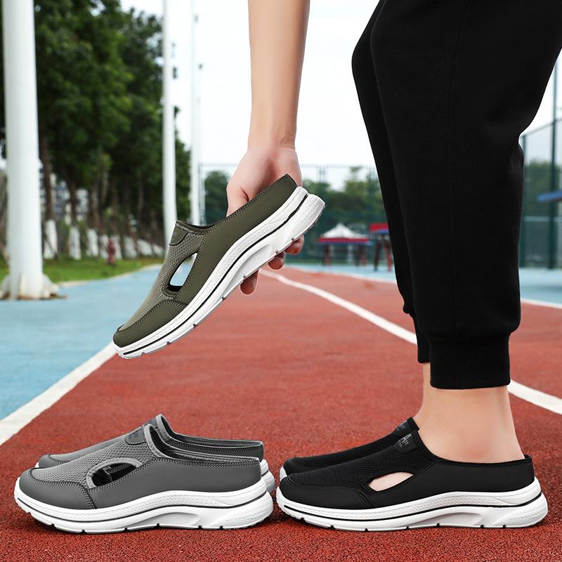 Męskie buty letnie oddychające wsuwane ażurowe buty z siateczki wszechstronne klapki zewnętrzne męskie poliuretanowe lekkie buty codzienne