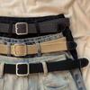 Korean-Style Unisex Woven Canvas Belt with Square Buckle