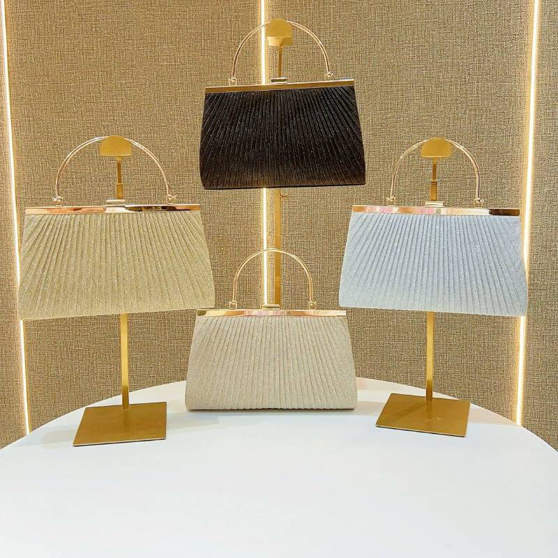 Pu Folded Clutch Handbag For Women With Zipper Pocket And Chain Strap