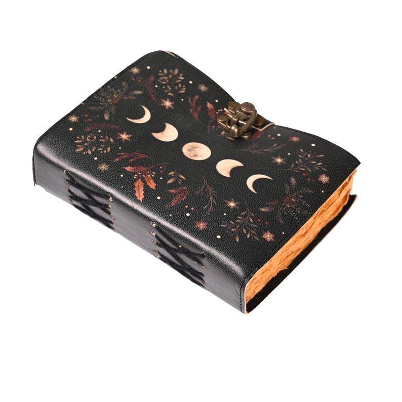 

Leather Journal-Handmade Deckle Edge Paper, leather Sun and Moon journal, handmade Sun Moon Journal 7 x 5 in