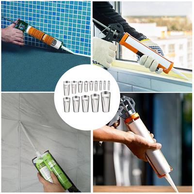 Set di 14 ugelli per sigillante in acciaio inossidabile, punte per sigillante per cartucce di varie dimensioni, punta erogatrice, impugnatura confortevole