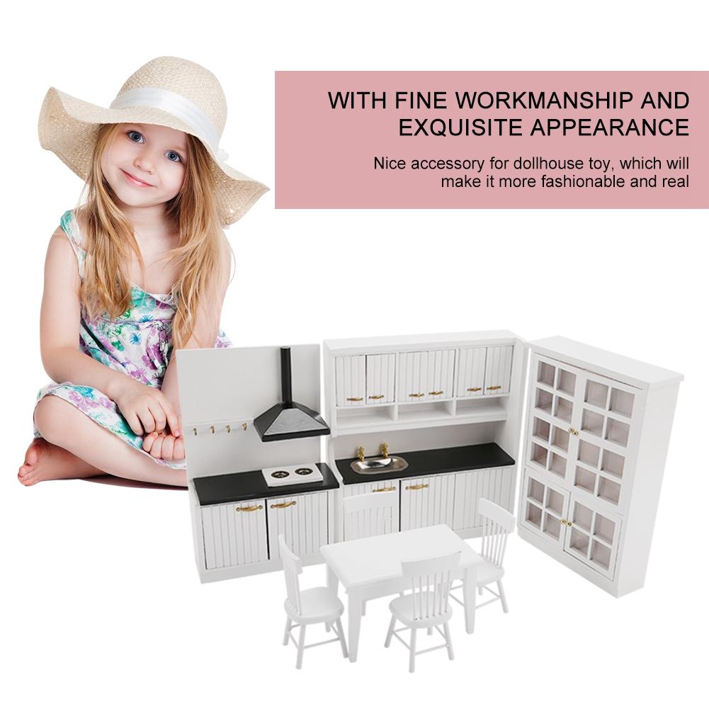Play House Toy 1/12 Dollhouse Miniature Kitchen/Dining Room Furniture Decoration Kit
