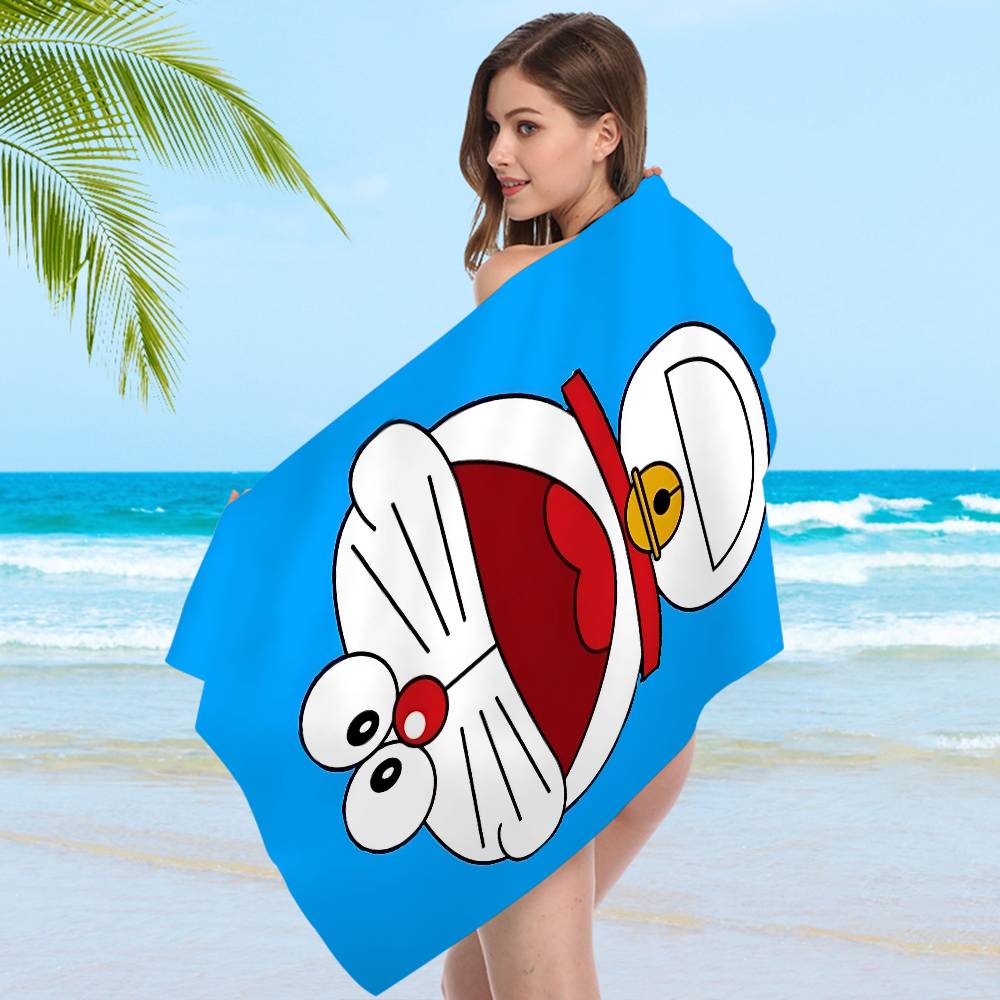 Anime D-d-doraemon Microfiber Blanket Quick Drying Beach Towels Oversized Printing Super Absorbent Pool Towel Blanket