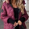 Jachetă de iarnă matlasată, scurtă, călduroasă, ușoară, pentru femei, cu glugă, mânecă lungă, cu fermoar, croială regulată, elegantă