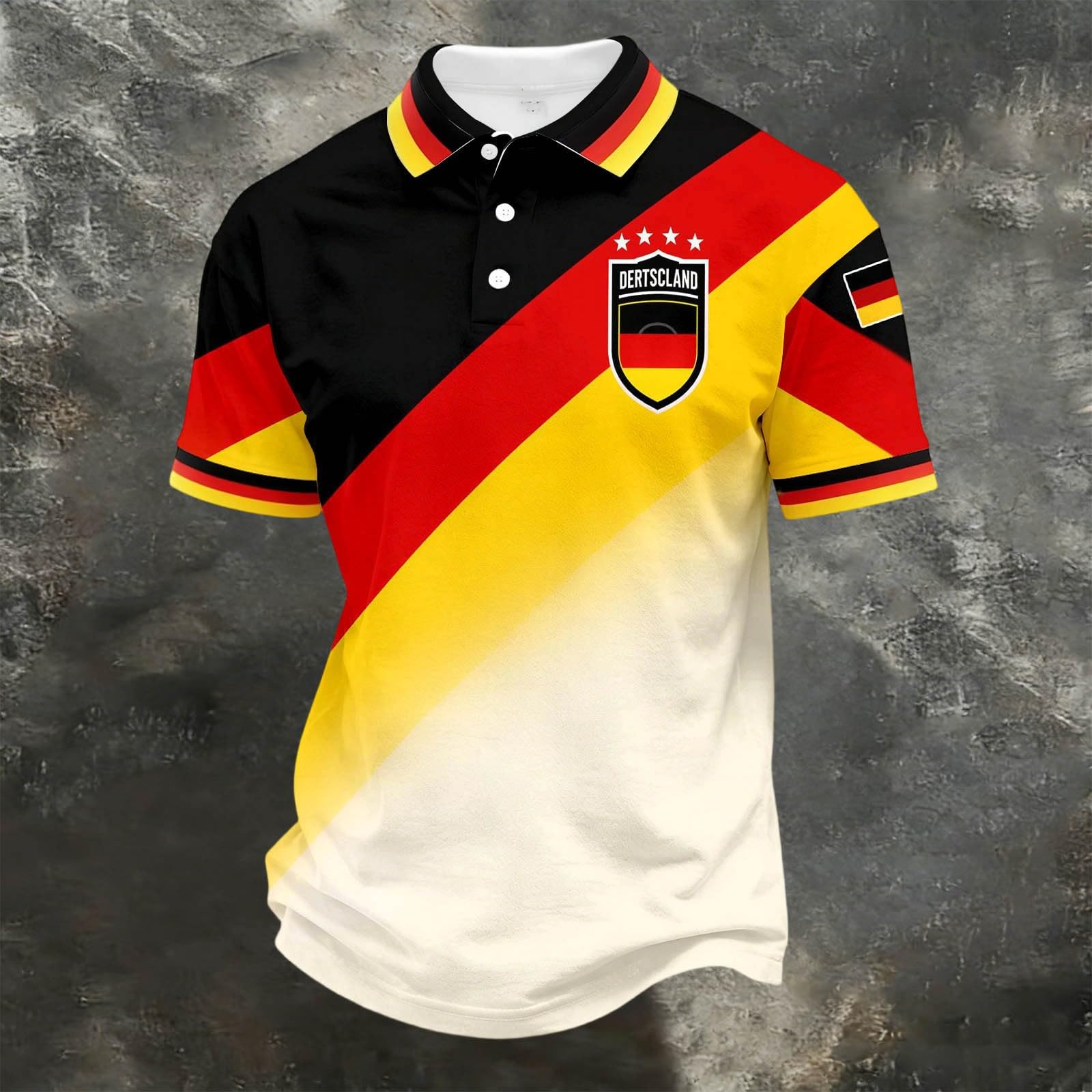 

Unisex Casual Loose Fit Short Sleeve Polo Shirt with Germany Inspired Graphic Print and Button Collar for Everyday Wear XL жовтий