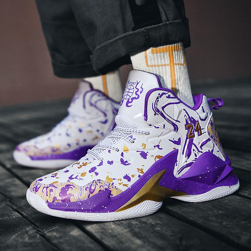 Men's Basketball Shoes Breathable Cushioning Non-Slip Wearable Runing Shoes Gym Training Athletic Basketball Sneakers for Women