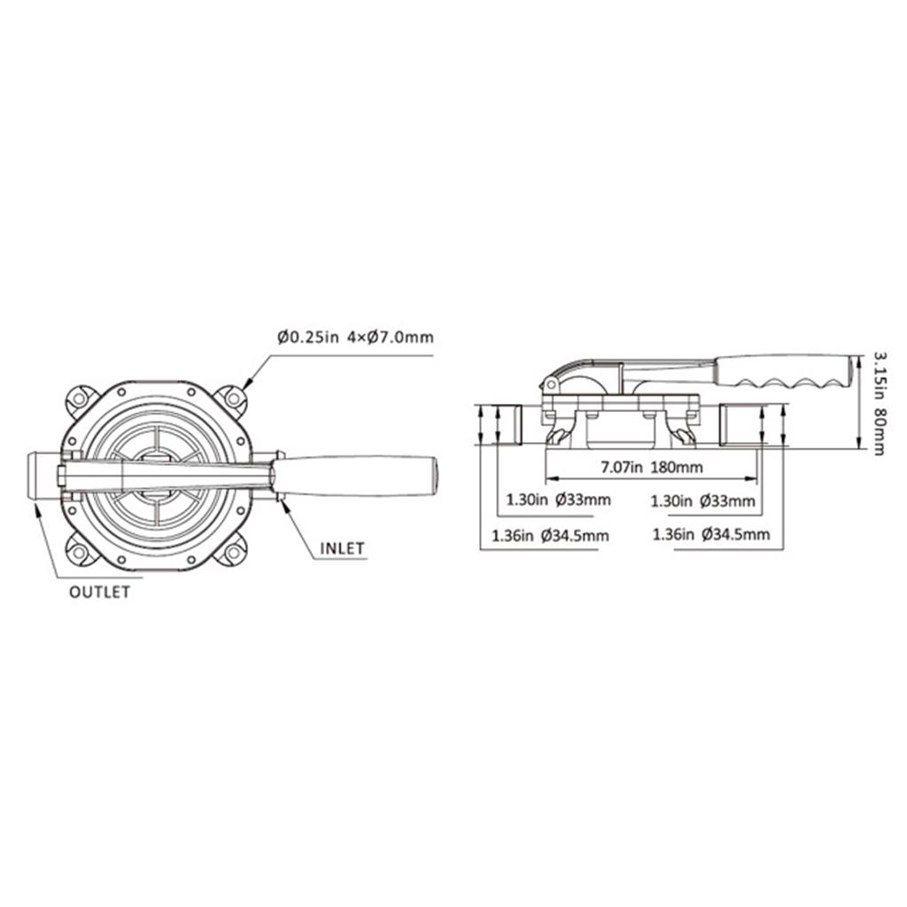 Manual Mini Bilge Pump Self Priming Diaphragm Pump Marine Drain Pump with Plastic Handle Easy To Remove & Install