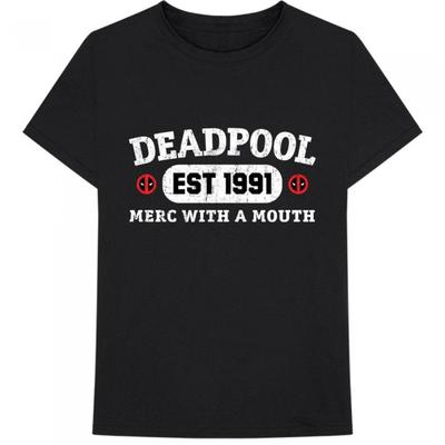 Deadpool T-shirt in cotone unisex per adulti Merc con la bocca