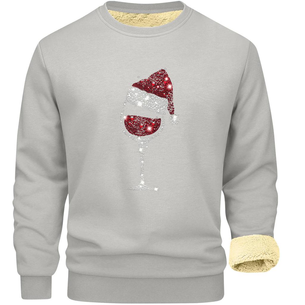 Sweatshirts för män Långärmad Fleece Casual Luddig Rundhalsad Pullover Varm Vinter