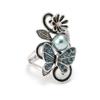 Trendy Ink Blue Pearl Butterfly Crystal Women's Ring For Engagement Wedding  Copper Accessories Rings Wholesale