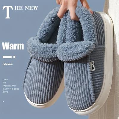 Chaussons d'hiver chauds en coton pour hommes et femmes, grande taille - Doublure polaire confortable, semelle épaisse antidérapante, adaptés à un port en intérieur et en extérieur