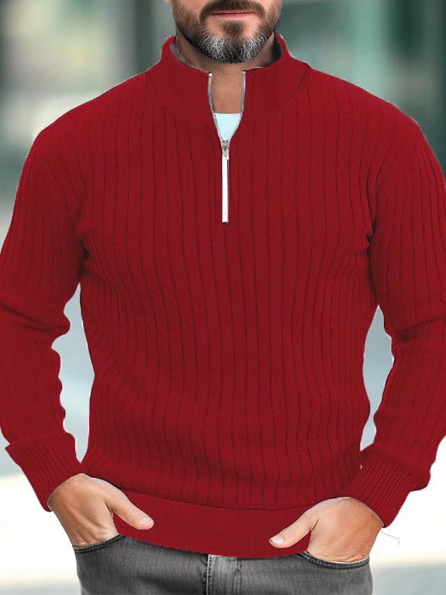 

Men s Euro-Style Autumn/Winter Casual Knit Pullover M вина червоного кольору