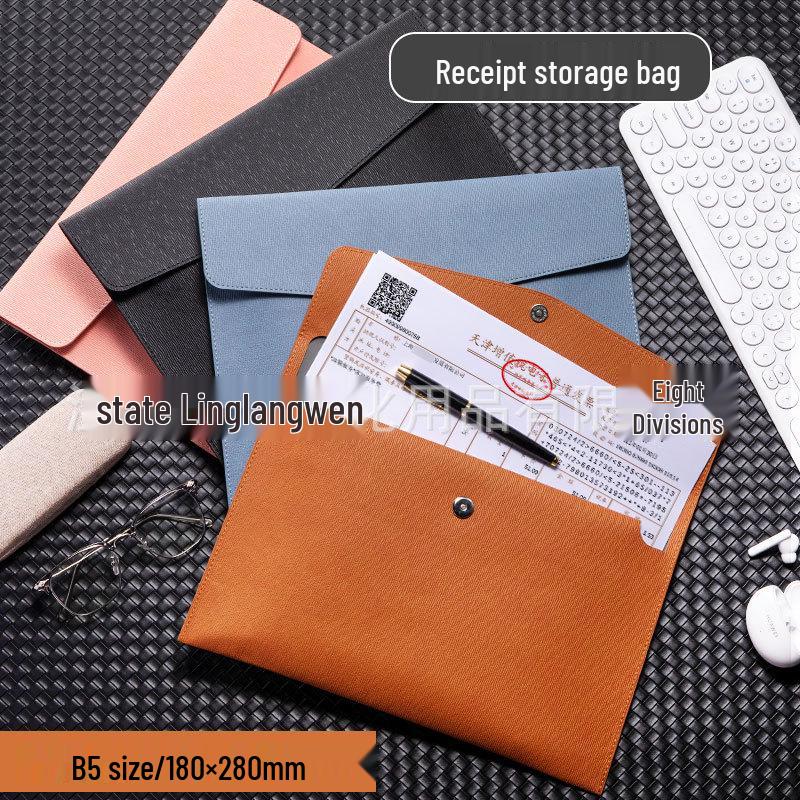 Leather A4 Document Organizer - Business File & Receipt Storage Folder