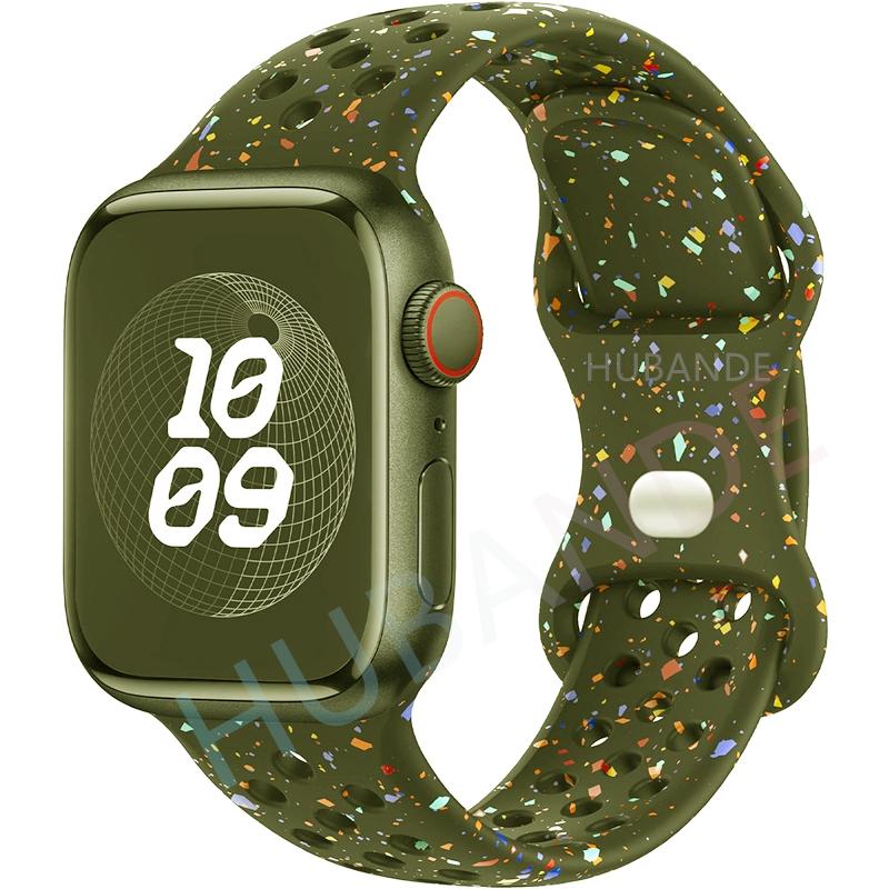 Sport Strap for Apple Watch Band 44mm 45mm 46mm 49mm/38mm 40 41mm Colored Particles Rubber Band IWatch Ultra 11 10 9 8 7 6 5 SE
