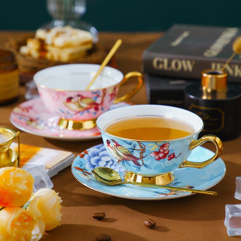 Kaffeetasse und Untertasse aus Bone China Keramik, Vintage englisches Nachmittagstee-Set, Geschenkbox-Set, Hochzeitsgeschenk