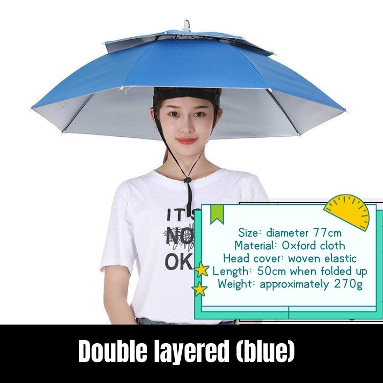 Umbrelă de ploaie portabilă Protecție UV Pălărie umbrelă de cap Pliabilă Exterior Călătorie Pescuit Parasolar Impermeabilă Șapcă de camping Articole de acoperit cap