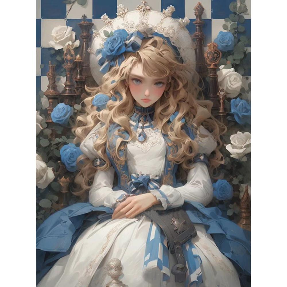 Alice in Wonderland Diamond Painting Art Mosaic Anime Girl Rose DIY Cross Stitch Kit 5D Full Drill Home Decor